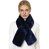 Lina & Lily Long Pile Faux Fur Winter Pull-Through Neck Scarf for Women Soft Fluffy