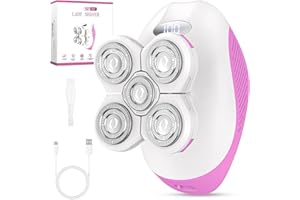 FISHCOVERS Electric Razors for Women, Wet and Dry Use, Cordless Electric Razor Hair Remover Anti-Slip Lady Trimmer for Women's Leg, Hand, Bikini and Face Sensitive Skin（Pink）
