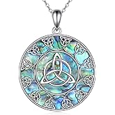 AINFQY Celtic Knot Necklace for Women 925 Sterling Silver Abalone Trinity Pendant Jewelry Gifts for Lover