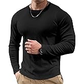 JMIERR Mens Muscle Shirt Slim Fitted Long Sleeve Anti-Wrinkle Casual Workout Gym T Shirts Crewneck