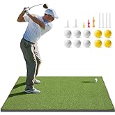 Golfguru Golf Mat, 5x4ft/5x5ft Dense Elite Golf Hitting Mats Practice with 10 Balls, 9 Tees, Heavy Duty Artificial Hitting Training Matt for Backyard Driving Chipping Indoor Outdoor Simulators