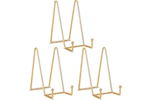 Decolore 6 inch 3 Pack Gold Metal Display Stands Plate Stands Plate Holder Display Stands for Picture, Decorative Plate, Book, Photo Easel, Artistic Work