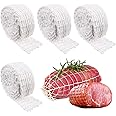 12m Meat Netting Roll,Size 16,Elastic Smoked Meat Poultry Ham Netting Meat Butcher Twine Net Roll Wrapping Net,Beef Netting Roll for Meat Cooking Meat Sausage Making (4 Rolls-12m）