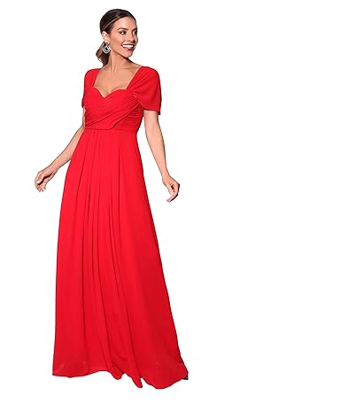 KRISP Damen Abendkleid mit Herzausschnitt und Feinen Details