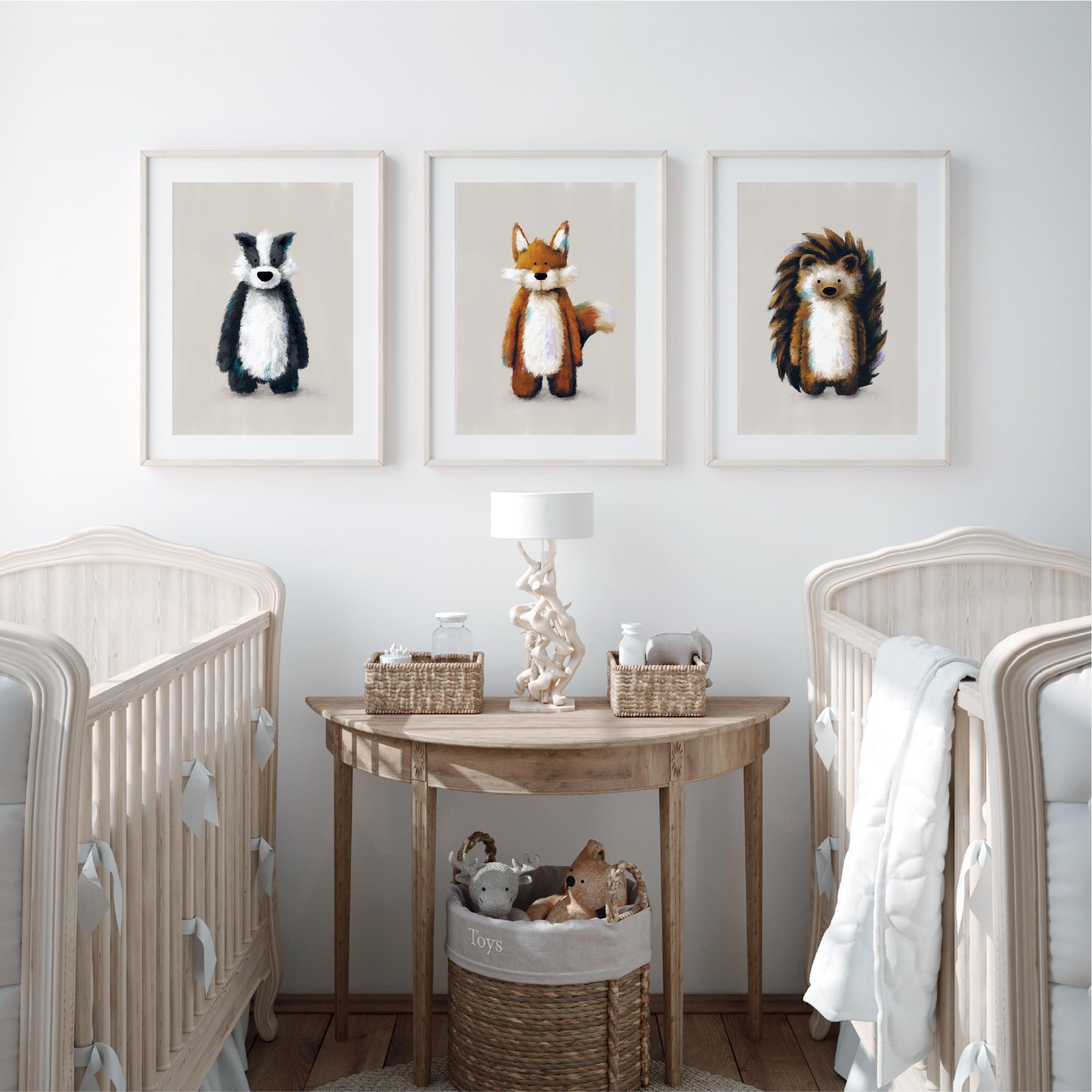 Tigercub Prints Forest Animal Nursery Prints | A4 Set of 3 | Printed on 400gsm Professional Quality Paper | Designed and Printed in UK | Nursery Decor | Baby and Kids Wall Art | Bedroom Decoration