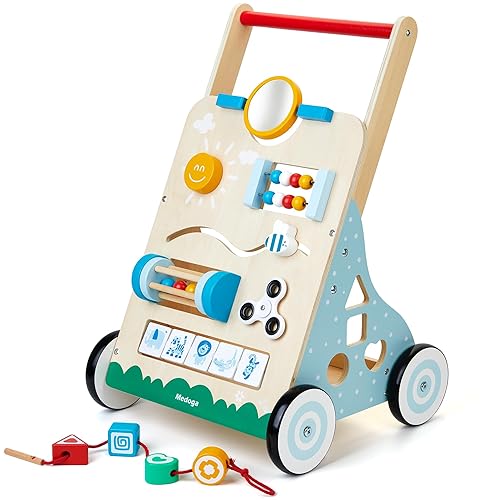 Wooden Baby Walker, 10 in Baby Activity Center Walker Adjustable