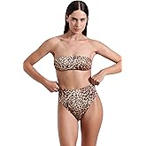 Gottex Luma Bandeau Bikini Top- Shimmer Animal Print, Adjustable Removable Straps & Back Tie, Bottoms Sold Separately