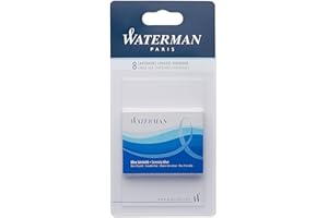Waterman Paris Fountain Cartridge Pen Refills, Serenity Blue Ink, 8/Pack (S0713021)