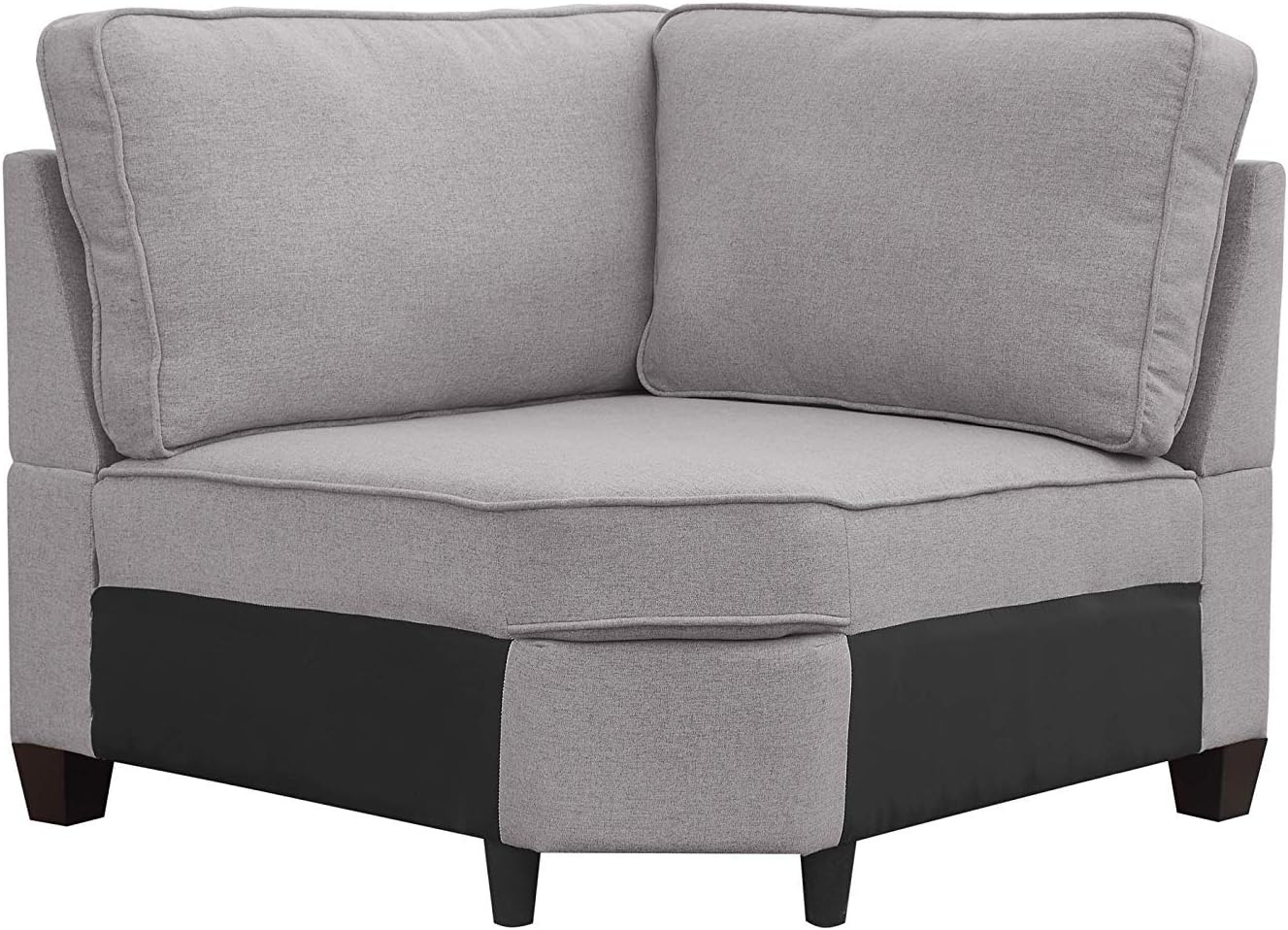 Modern Style Linen Fabric Sectional Sofa L Shape Couch with Ottoman & Reclining Backrest Living Room/Office Furniture Free Combination Set Light Gray（Cornor Wedge）