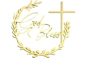 Cross Cake Topper, Gold, for Christening, Baptism, First Communion, Birthday Party Decorations