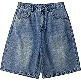 OYOANGLE Boy's Jorts Baggy Jean Shorts Straight Leg Loose Denim Shorts with Pockets