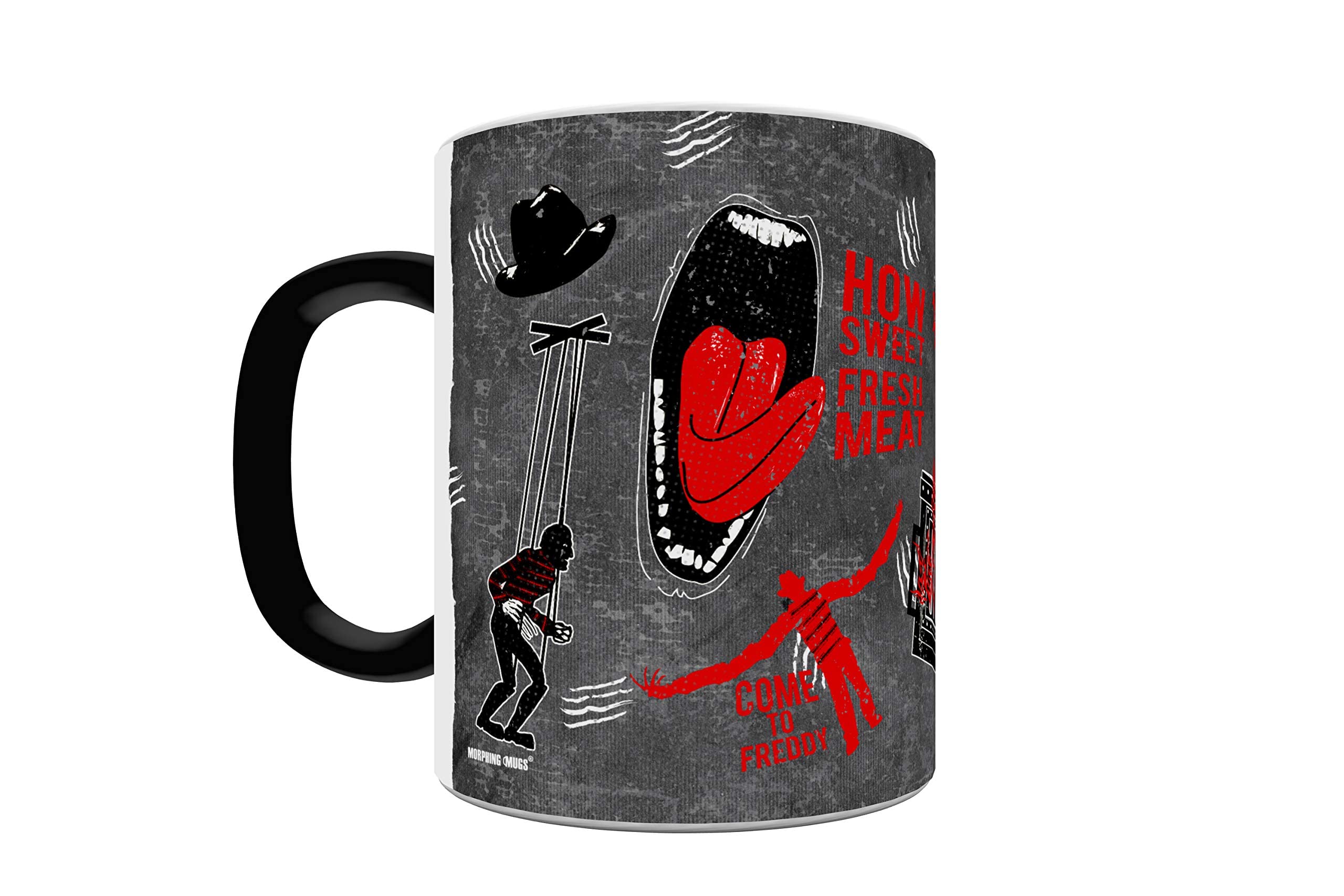 Nightmare on Elm Street - Freddy Kruger - How Sweet Fresh Meat - Morphing Mugs Heat Sensitive Mug - Ceramic Horror Film Color Changing Heat Reveal Coffee Tea Mug - by Trend Setters Ltd.