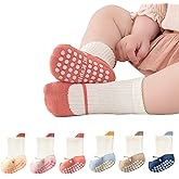 BEHELE Baby Toddler Non-Skid Crew Socks Non Slip Socks Girl Boy Newborn Infant First Walking Floor Socks 6 Pairs
