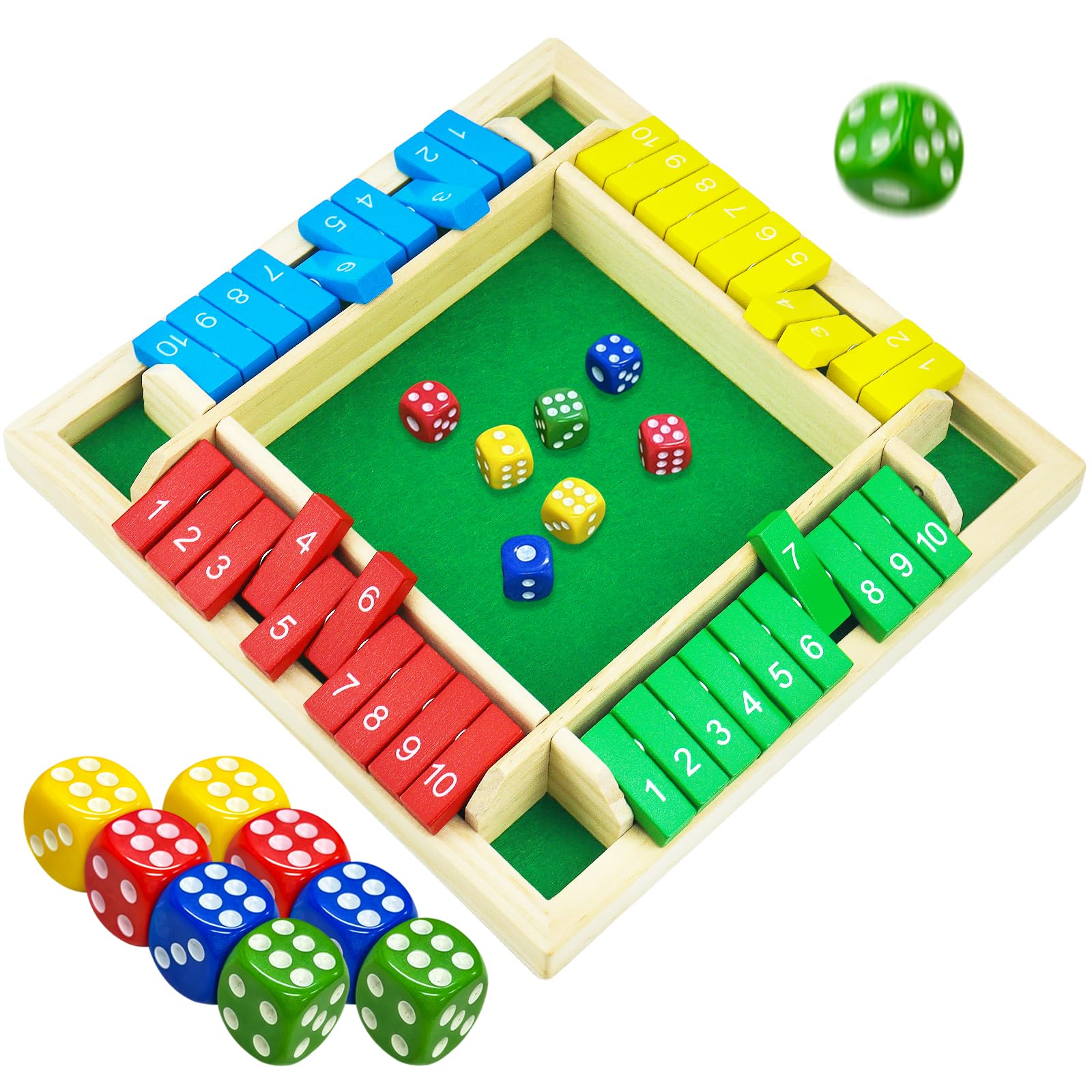Photo 1 of rytopt Shut The Box Game, Stocking Stuffers, 2-4 Player Family Wooden Board Table Math Games, Board Games, Family Games, 8 Dices Tabletop Toys for School Supplies, Halloween, Christmas, Party Favors