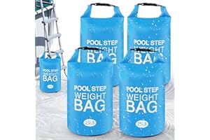 WHUMSDOG 4 Pack Universal Pool Step Weights 250D PVC Waterproof Swimming Pool Ladder Weights 10L No Breaken Above Ground Pool Ladder Sand Bags, Foldable Pool Stair Weights for Pool Steps(Sky Blue)
