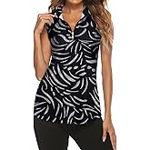 Tanst Sky Women's Sleeveless Golf Polo Shirts Quarter Zip Workout Tank Top Moisture Wicking Clothes