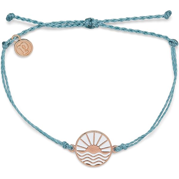 Pura Vida Delicate Wave Bracelet - Adjustable Braided Band With Silver Or Rose Gold Plated Charm