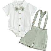 Infant Baby Boy Summer Outfit Gentleman Short Sleeve Romper Dress Shirt Suspender Shorts 2Pcs Suit Clothes Set