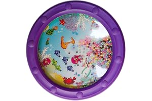 MOCRCREL Ocean Drum Wave Bead Drum Gentle Sea Sound Music Gift Educational Tool Percussion Instruments Drum，10 Inch Fish Graphic Sea Drum (1 Pcs)