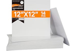 CONDA Canvases for Painting 12 x 12 inch, 14 Pack, Blank White Canvas Boards, Primed, 100% Cotton, Quality Acid Free Artist Canvas Panels for Acrylics Watercolor & Oil Painting