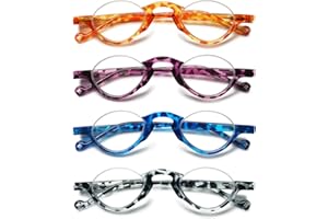 KOOSUFA Tortoiseshell Half Frame Reading Glasses Blue Light Blocking for Men Women with Spring Hinge Computer Readers