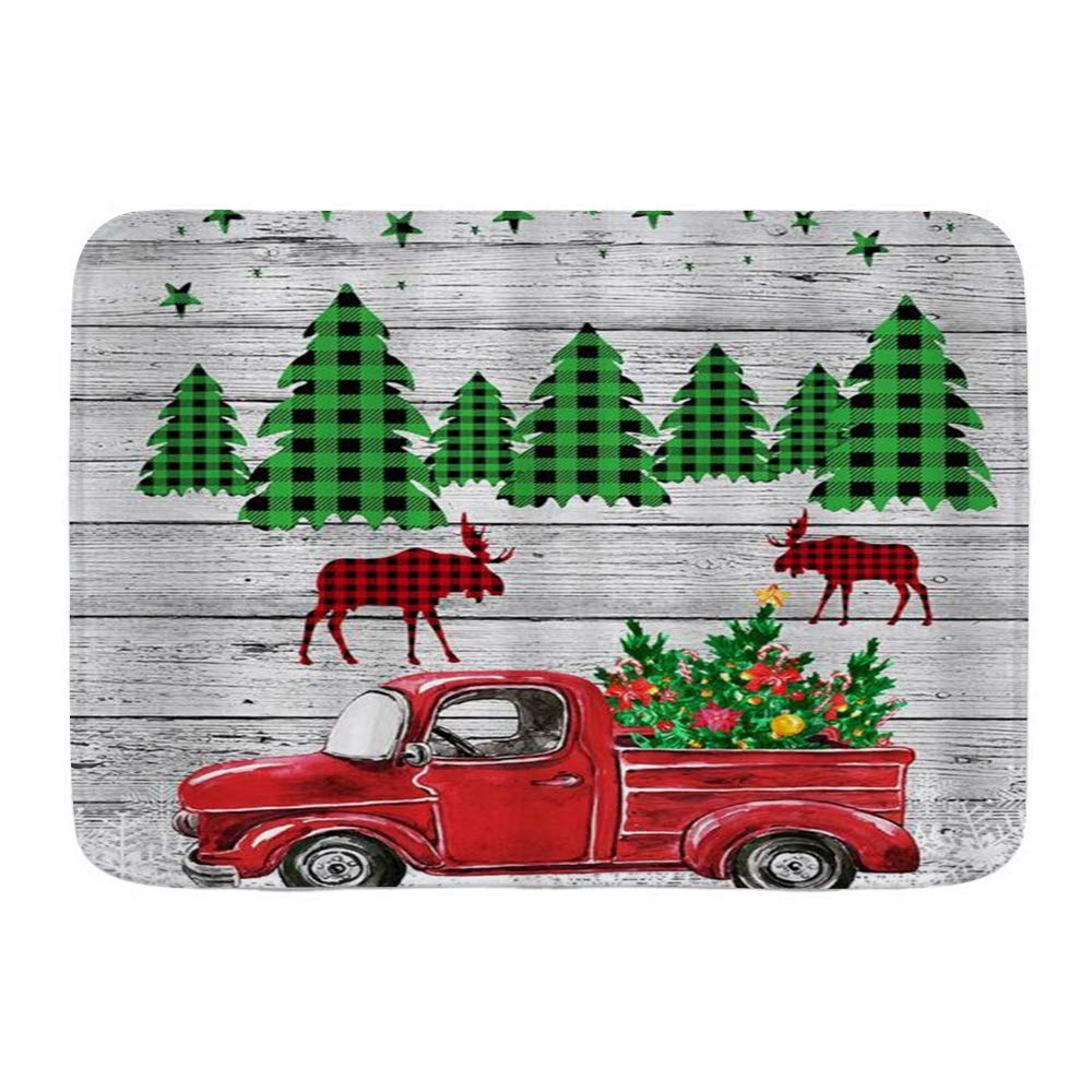 Fußmatten, Weihnachten Rustikale Holzwand Bauernhaus Rote Plaids