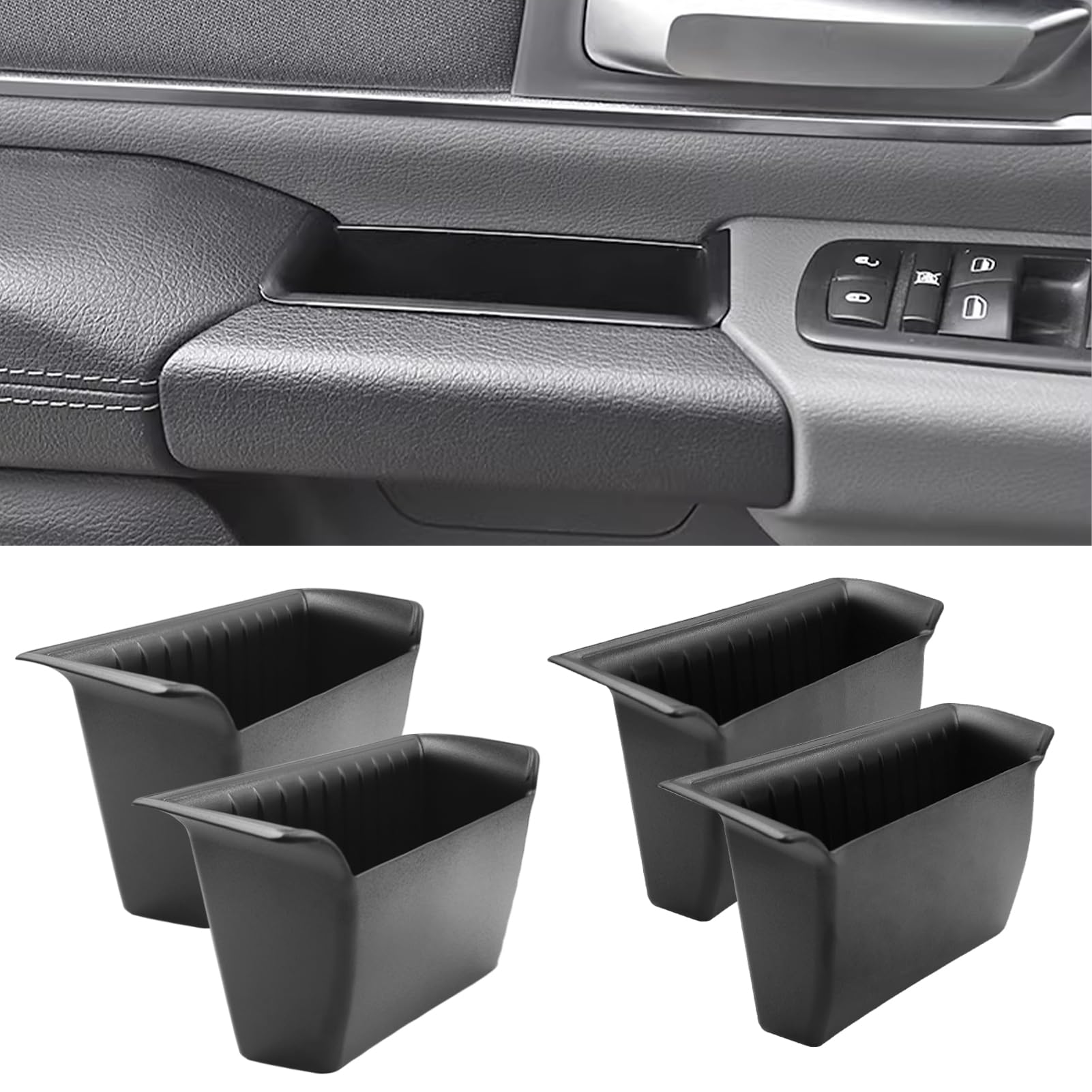 Photo 1 of TTCR-II for Ram 1500 Door Side Organizer Tray 2019 2020 2021 2022 2023 2024 2025 2026, for Ram 1500 Door Pocket Insert 4 Pcs (Does not fit 2500 3500