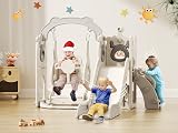 Krovtoy 6-in-1 Toddler Playground Elk Slide Swing Set Baby 1-3 Years Beige Grey view 4