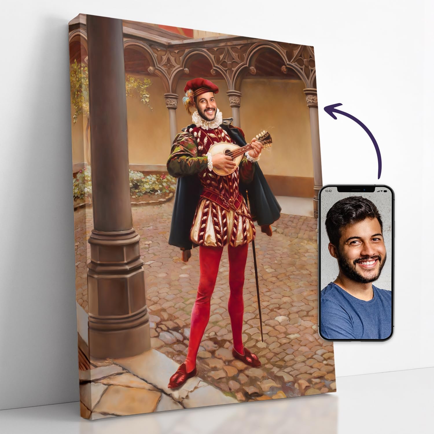 Paintings - Turn Me Royal Personalized Portrait from Your Photo, Custom Canvas Wall Art as Gift for Men, Turn him into Historical Figure, Noble Man, Royalty (The Bard, 18