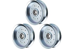 AUTSURLES Flat Idler Pulley for John Deere D170 D100 L118 X105 X110 D110 D125 Cub Cadet RZT-L54 XT1-LT42 XT1-LT46 XT2-LX46 756-05034A GY20629 GY22082 3 Pack
