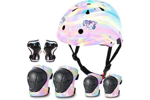 JIFAR Kids Helmet and Pads Set for Skateboard & Bike - Adjustable Toddler Safety Gear with Cool Color Gradient for Boys Girls 3-5-8-14 Years Old, for Scooter, Rollerblading, Longboard
