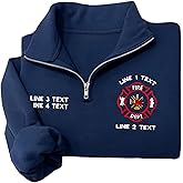 UrbanNEST Personalized Embroidered Firefighter Quarter Zip Sweatshirt, Fire Fighter Sweatshirts for Men, EMS Gifts, Christmas