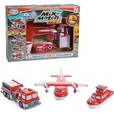 POPULAR PLAYTHINGS Magnetic Vehicles for Toddlers 1-3, Mix or Match Car Toys, Set of 3 Gift for Kids - Vehicles, Fire & Rescue, Red and White