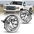 Groking Fog Lights Assembly, 2007-2014 GMC Sierra Fog Lights, Fog Lamps Compatible with 2007 2008 2009 2010 2011 2012 2013 GMC Sierra 1500, 2500HD 3500HD With H8 12V 35W Halogen Bulbs