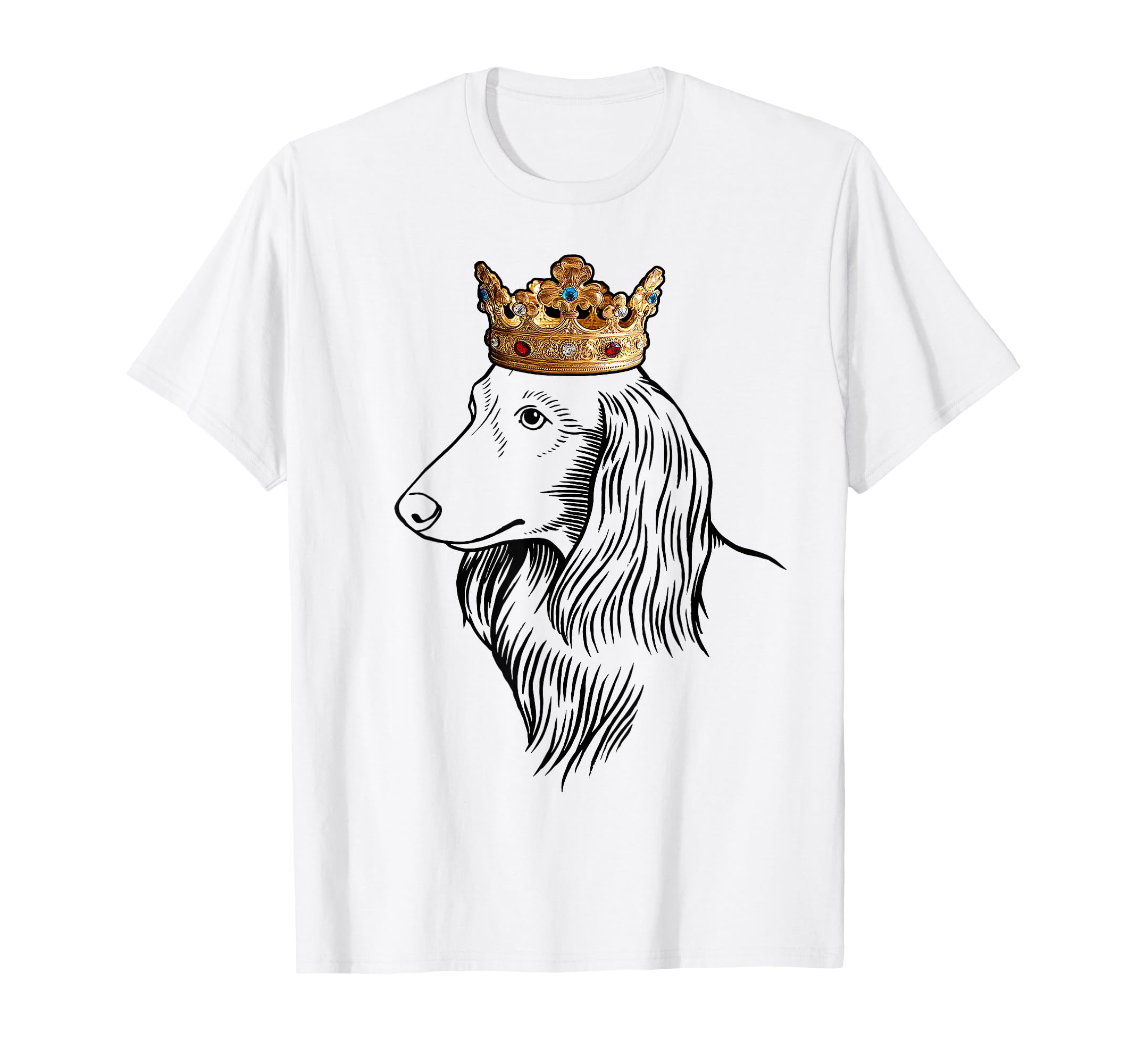 Longhaired Dachshund Dog Wearing Crown T-Shirt