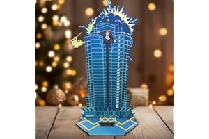 JQMEG 2025 Advent Calendar, Wooden Diehard Advent Calendar Dropped Nakatomi Plaza Tabletop Christmas Countdown Calendar Ornament for Kids Adults Home Decoration (Blue-B)