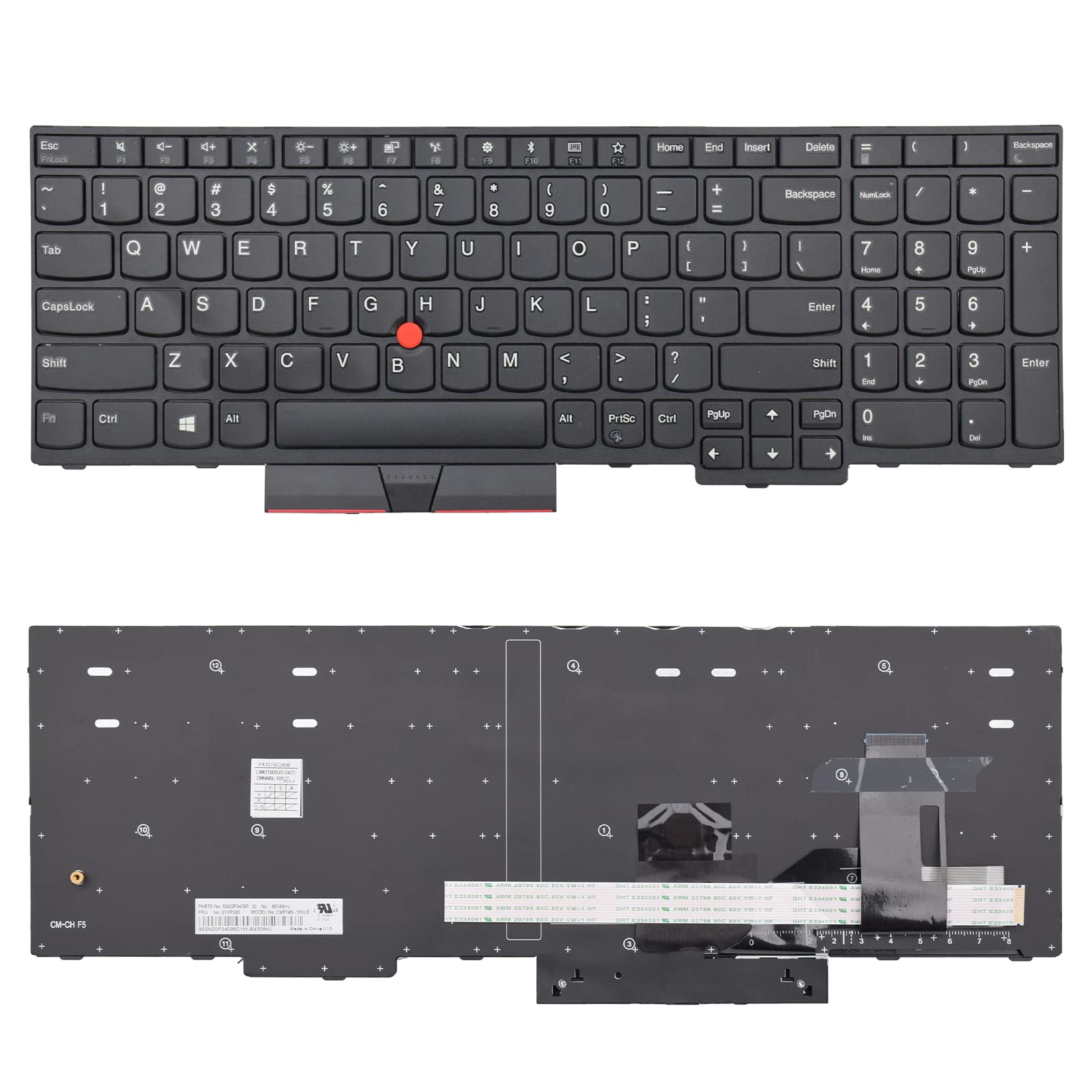 Photo 1 of SUNMALL Replacement Keyboard with Trackpoint Compatible with Lenovo ThinkPad E580 E585 L580 E590 E595 L590 T590 P52?Not Fit P52s? P72 P53 P53S P73 No Backlit