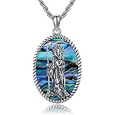 YAFEINI Santa Muerte Necklace 925 Sterling Silver Abalone Shell Grim Reaper Mother's Day Jewelry for Women Mom