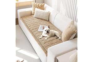 OTOB Couch Cover for Dogs Washable, Non Slip Funny Pet Couch Covers Sofa Slipcovers Cushion Mat, Plush Soft Cozy Pet Friendly Furniture Protector, All Seasons (Coffee, 23.6" x 47.2")