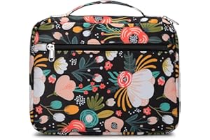 OCTSKY Bible Covers for Women Bible Case Girls Bible Bags Book Covers Kids Scripture Carrying Case with Handle Pockets，Bible Book Carrying Case (Black-Flower)