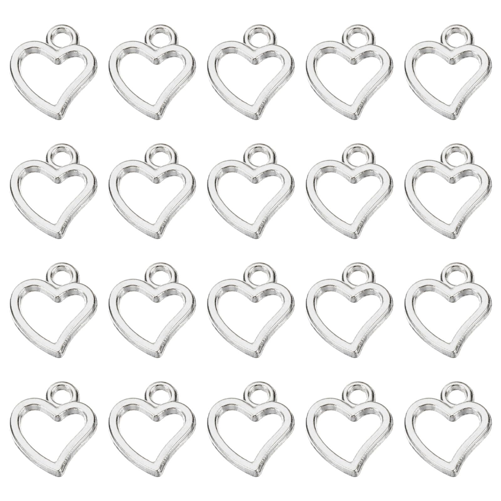 PATIKIL Heart Charm, 100Pcs Mini Heart Circle Pendant Charm Bulk Metal Designer for Making s s Wedding Crafts Christmas Valentine's Day, Silver