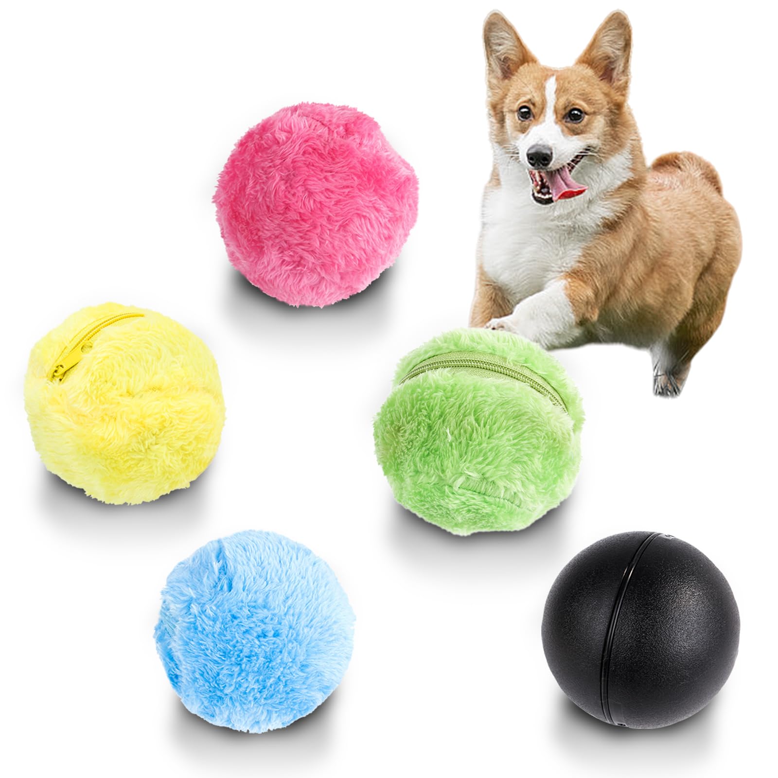 YOYIAG Active Rolling Ball Toy Black Interactive Magic Roller Ball with 4 Ball Covers Black Active Rolling Ball Toy Pet Electric Toys, Durable Automatic Rolling Ball Toy for Dog Training Cats Toys