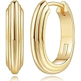 KOTALS Gold Earrings 14K Gold Hoop Earrings for Women Trendy Bold and Beautiful Three-Layer Construction Thick Chunky Hoop Earring for Women