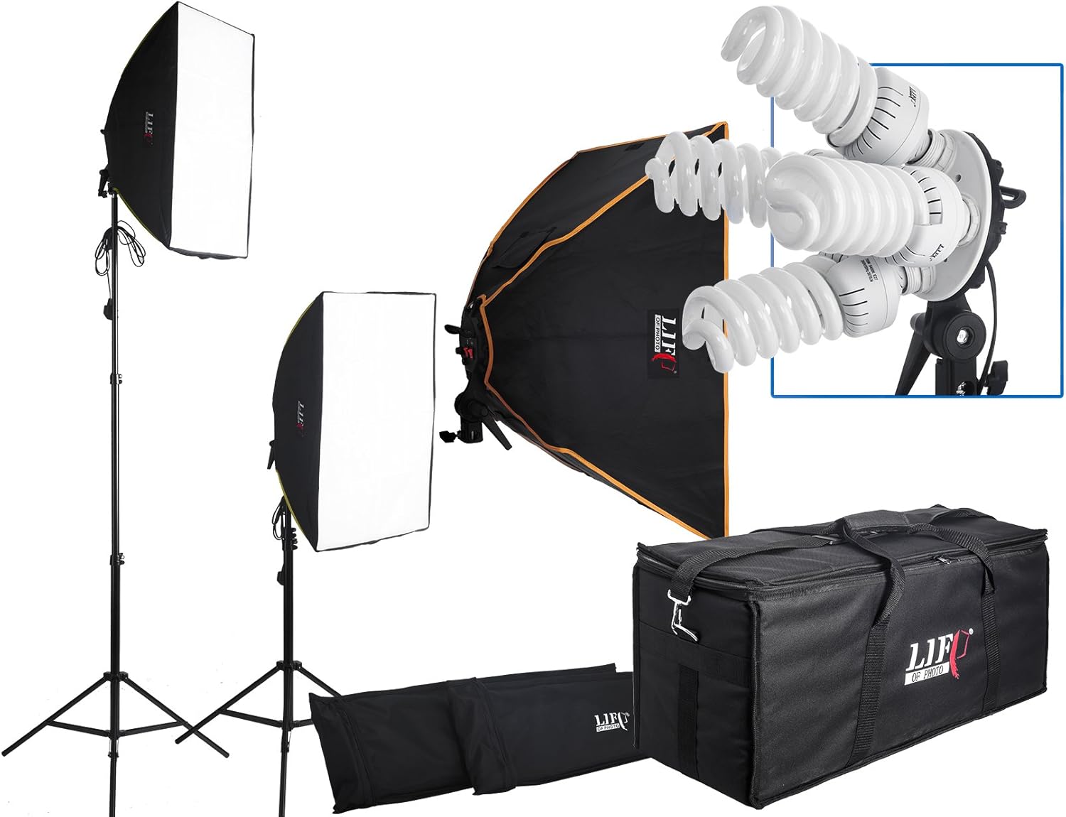 Kit Studio Softbox Éclairage continu Deux boîtes à lumière, huit