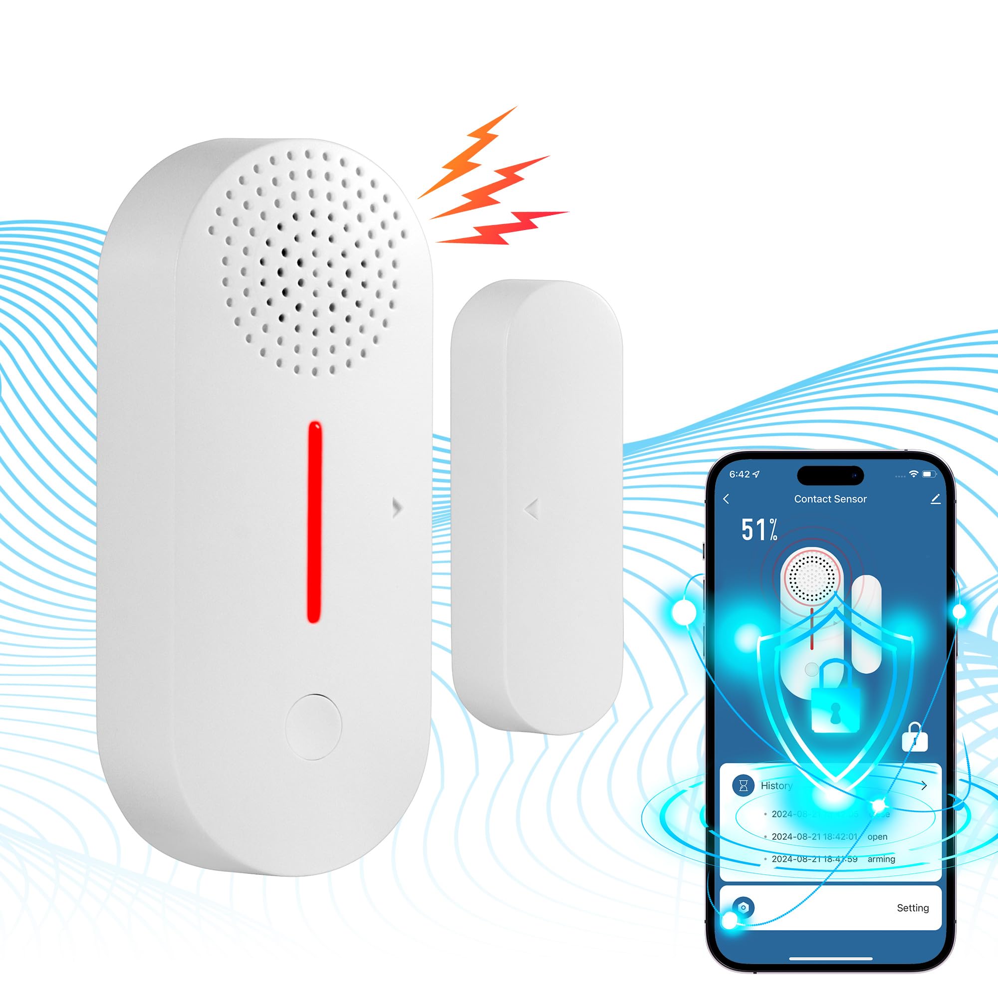 Photo 1 of WiFi Window Alarm Sensors with Sound and Light 110dB Wireless Smart APP Window Security for Home Shop and Apartment, Door Alarms for kids Safety