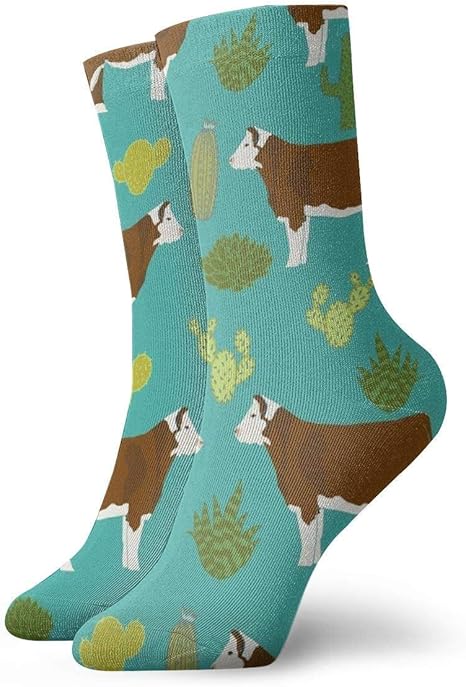 Elsaone Calcetines de vestir de vaca Hereford Calcetines divertidos