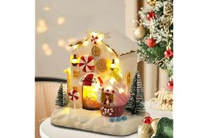 innodept12 Christmas Animated Gingerbread House Decor - Christmas Collectible Buildings Gingerbread House Village Candy Factory, Multi
