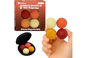PURAEASE Magnetic Sensory Fidget Balls – 4PC Medium Weighted Textured Silicone Stress Relief Toys for Adults & Teens with ADHD, Autism, Anxiety – Quiet Magnet Fidgets for Desk, Travel, Office & Gifts