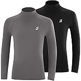 Roadbox Boys Girls Compression Shirts - Youth Long Sleeve Athletic Undershirt Mock Neck for Football Baseball Basketball