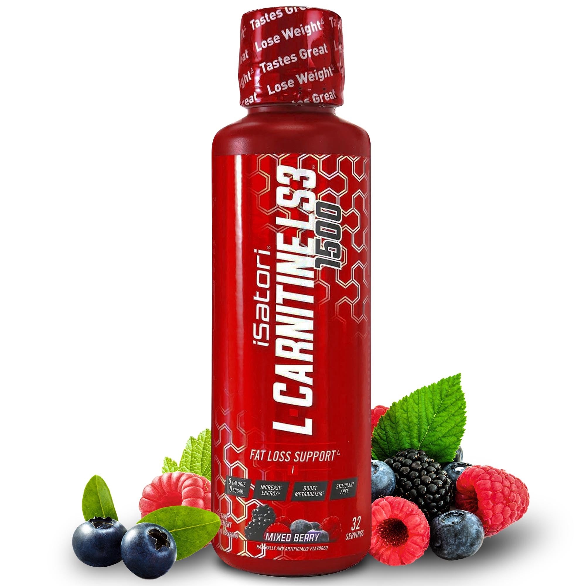 iSatori L-Carnitine LS3 1500, Triple-Blend Liquid L Carnitine Supplement, with Acetyl & Tartrate, Stimulant Free, Low Calories, Sugar & Gluten Free, Keto-Friendly, Mixed Berry Flavor (32 Servings)